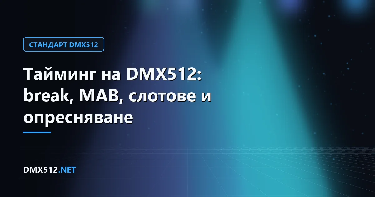Тайминг на DMX512: break, MAB, слотове и опресняване